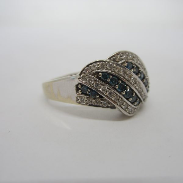 White and Blue Diamond Twist Ring