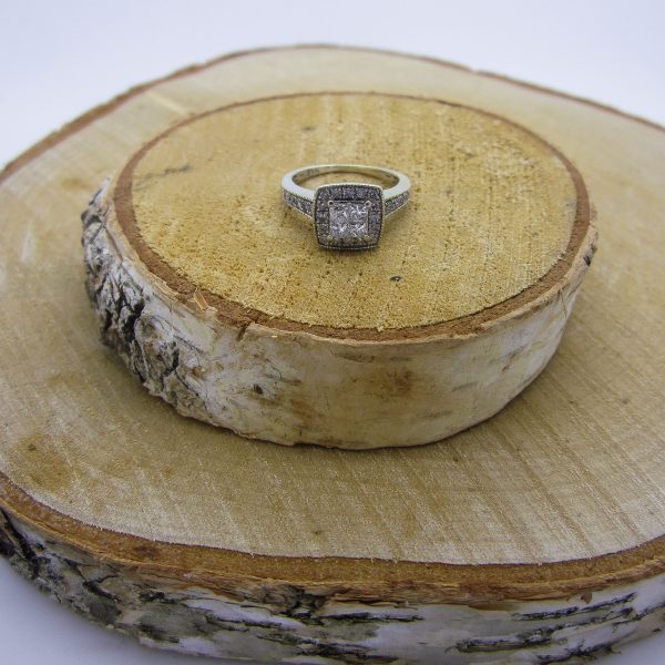 Diamond white gold halo ring