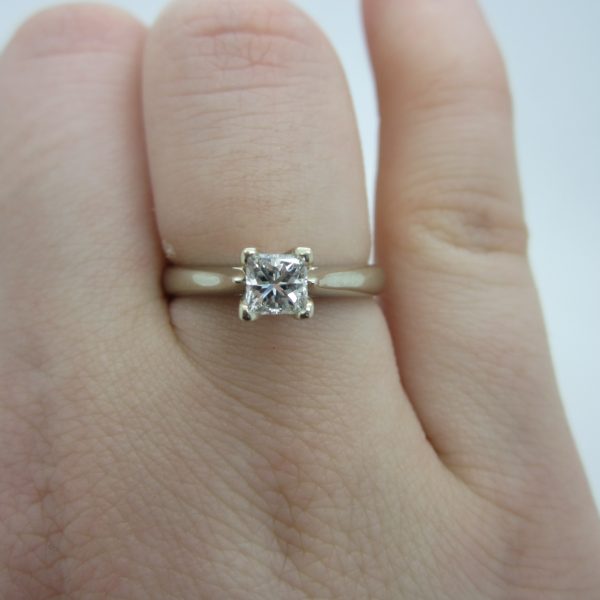 14k White Gold Princess Cut Diamond Ring