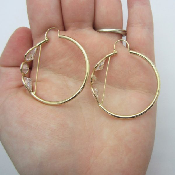10K Yellow Gold Cubic Hoop Earrings