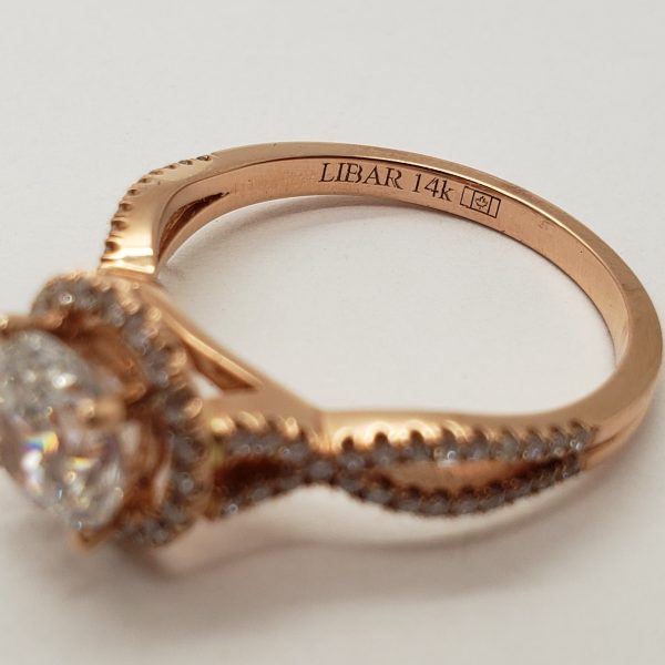 14K Rose Gold Cubic & Diamond Engagement Ring