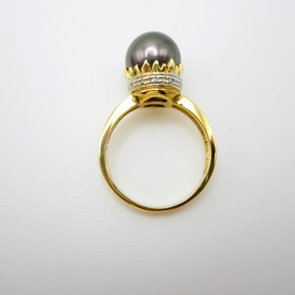 18K Yellow Gold Black Pearl Ring