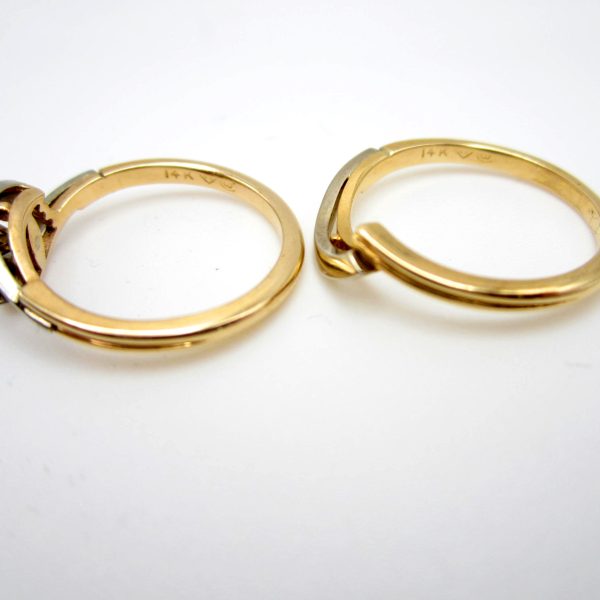 14K Two Tone White and Yellow Gold Diamond Wedding Ring Set