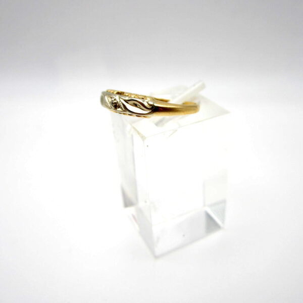 14K Yellow Gold Diamond Leaf Design Ring
