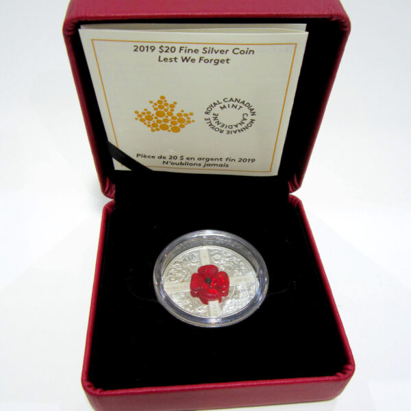 2019 $20 Fine Silver Coin Lest We Forget