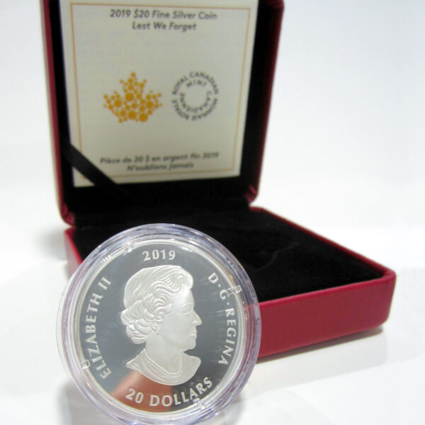 2019 $20 Fine Silver Coin Lest We Forget
